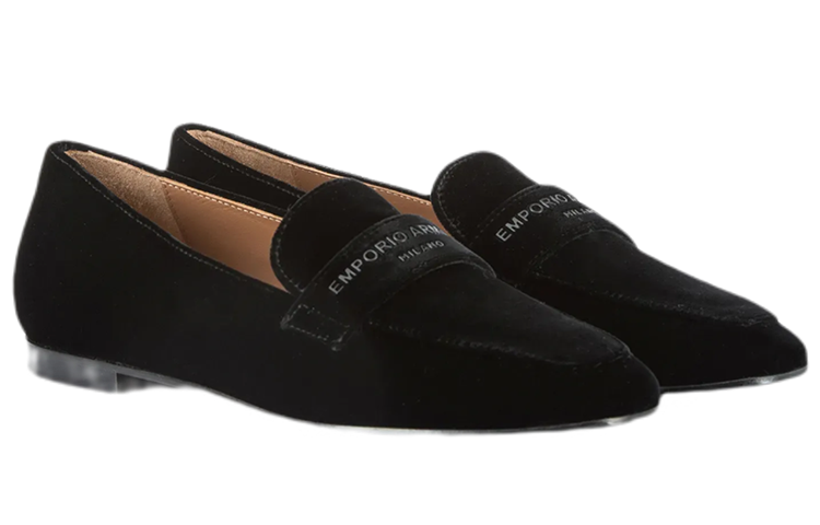 (W) Emporio Armani Velvet Loafers 'Black' 圖 2