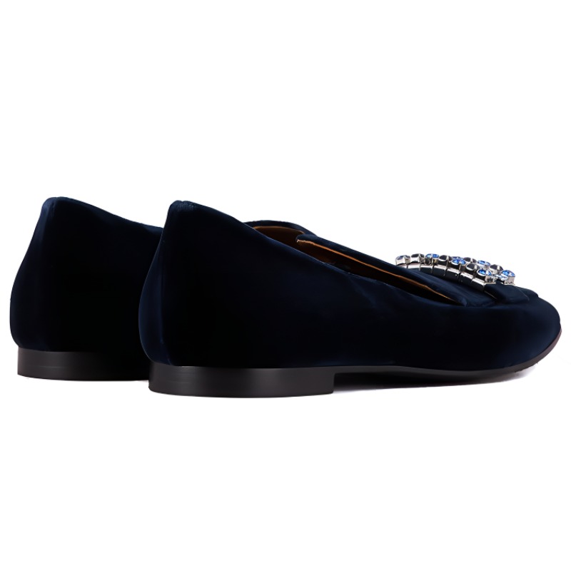 (W) Emporio Armani Velvet Loafers 'Blue Black Rhinestone' 圖 3
