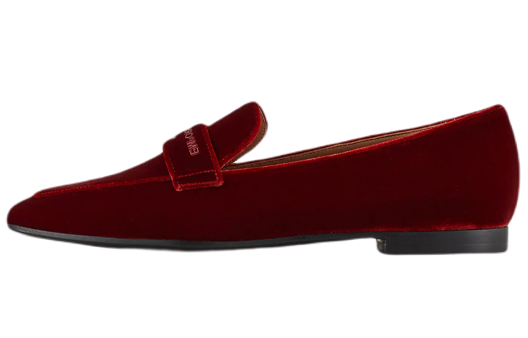 (W) Emporio Armani Velvet Loafers 'Red'