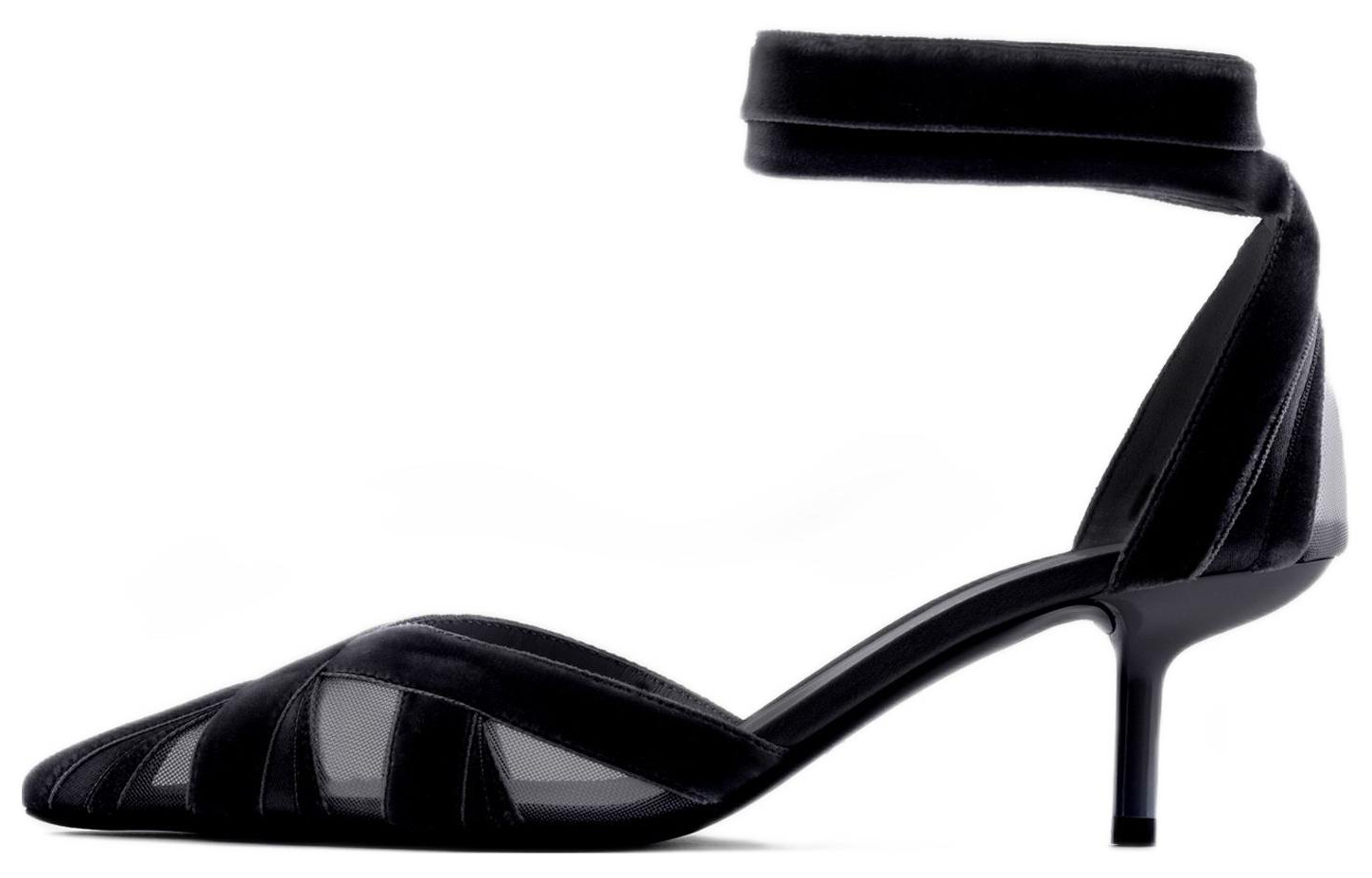 Buy EMPORIO ARMANI 阿瑪尼 絨面 尖頭深領 台頭 高跟鞋 女款 黑色