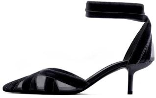 (Women) Emporio Armani Velvet Pointed Toe 'Black Stiletto' X3E434XN6831K001 (Women) Emporio Armani Velvet Pointed Toe 'Black Stiletto' X3E434XN6831K001