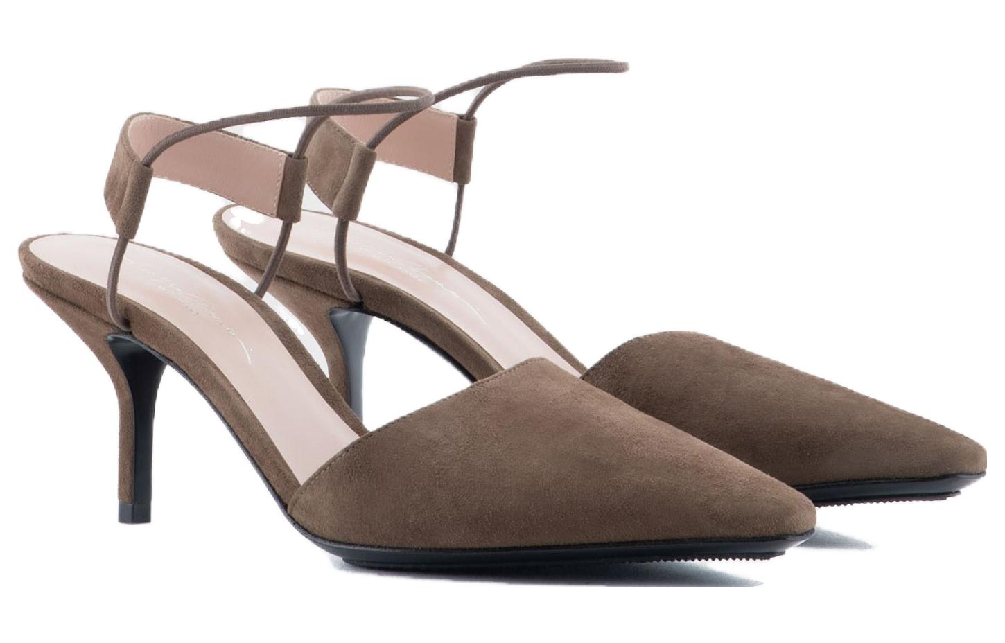 (W) Emporio Armani Velvet Slip-On Fashion Stiletto 'Brown' 圖 2