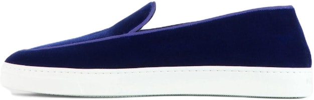(Women) Emporio Armani Velvet Slip-On Low Top 'Blue' X1Y004XL784100133 (Women) Emporio Armani Velvet Slip-On Low Top 'Blue' X1Y004XL784100133