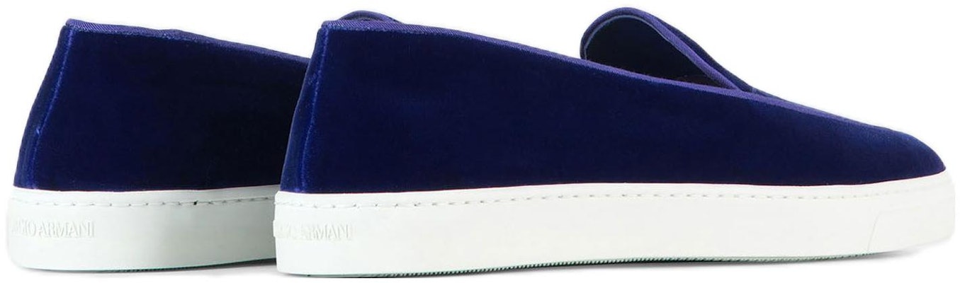 (Women) Emporio Armani Velvet Slip-On Low Top 'Blue' X1Y004XL784100133 Purchase (Women) Emporio Armani Velvet Slip-On Low Top 'Blue' X1Y004XL784100133