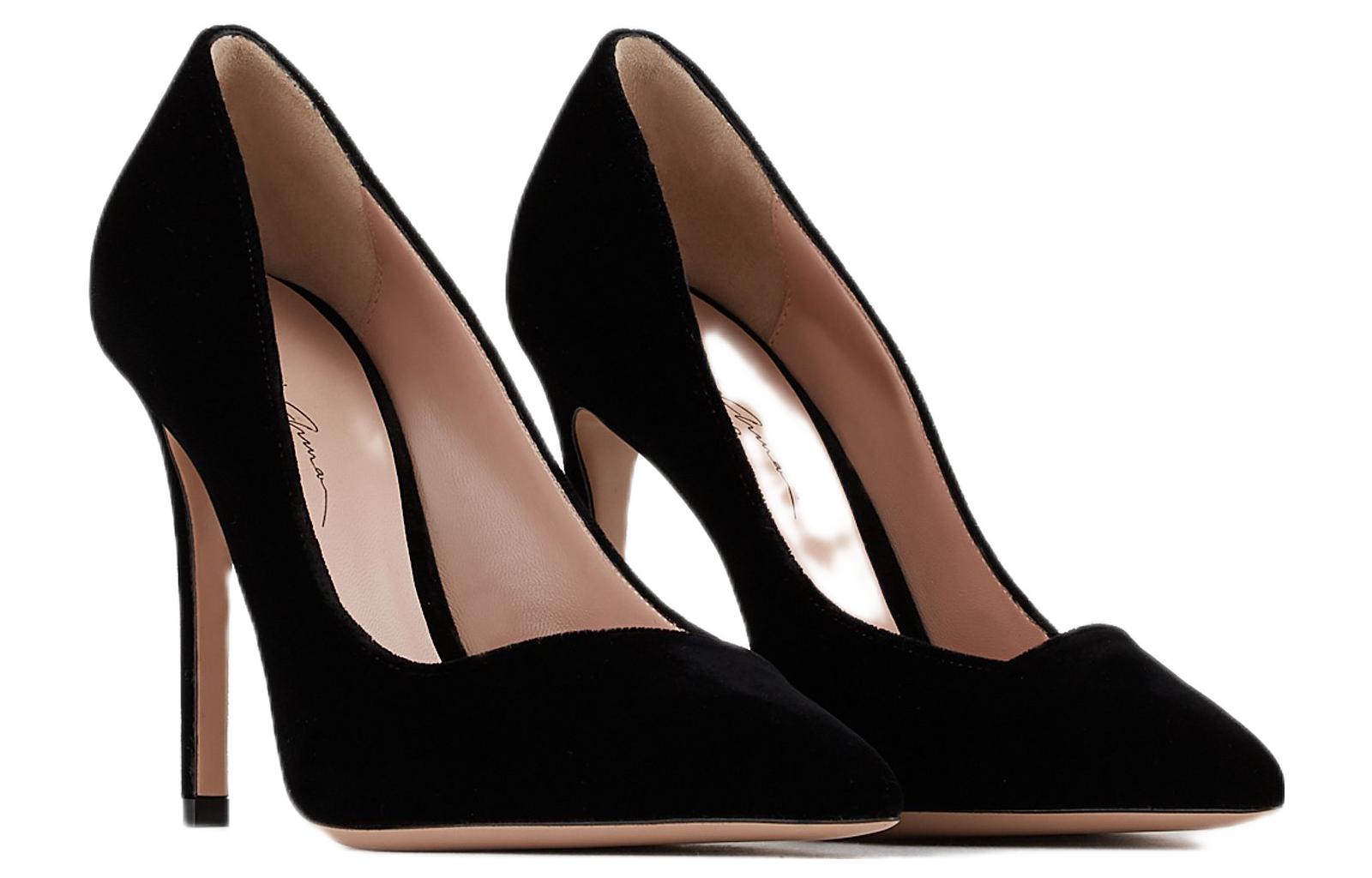 (W) Emporio Armani Velvet Sock-like Stiletto 'Black' 圖 3