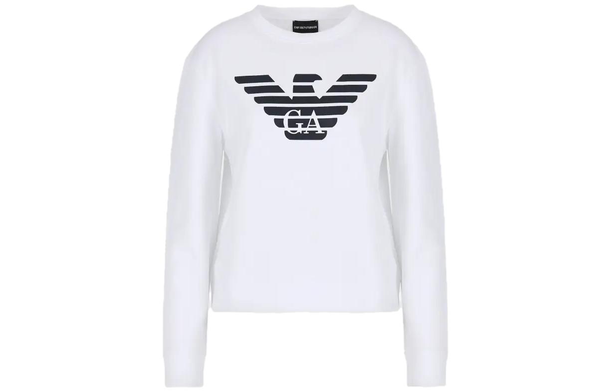 (Women) Emporio Armani White Logo Print Crewneck Long Sleeve Sweatshirt 8N2M9E-2J49Z-F108