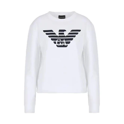 (Women) Emporio Armani White Logo Print Crewneck Long Sleeve Sweatshirt 8N2M9E-2J49Z-F108