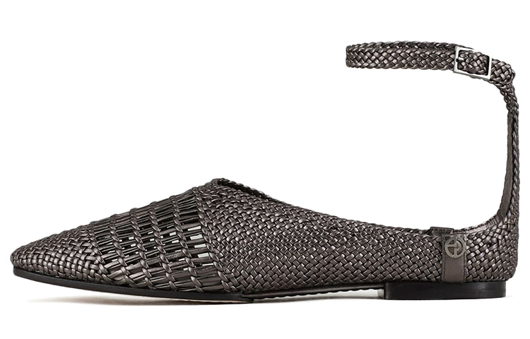 (Women) Emporio Armani Woven Leather Flat 'Silver' X1R012XF522Q392