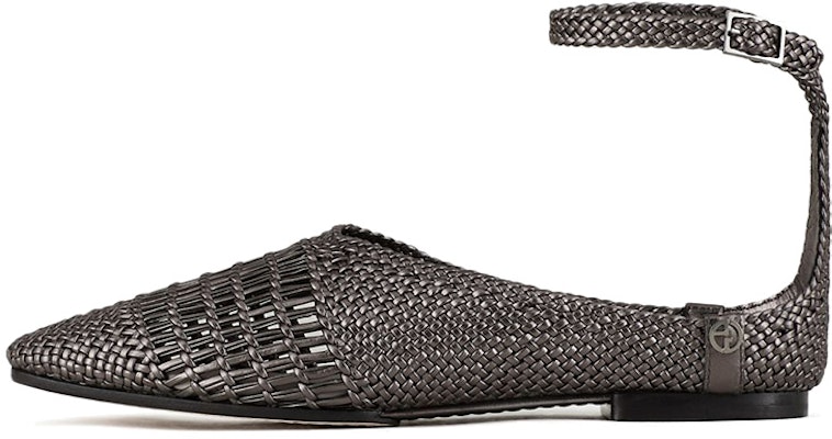 (Women) Emporio Armani Woven Leather Flat 'Silver' X1R012XF522Q392 Buy (Women) Emporio Armani Woven Leather Flat 'Silver' X1R012XF522Q392