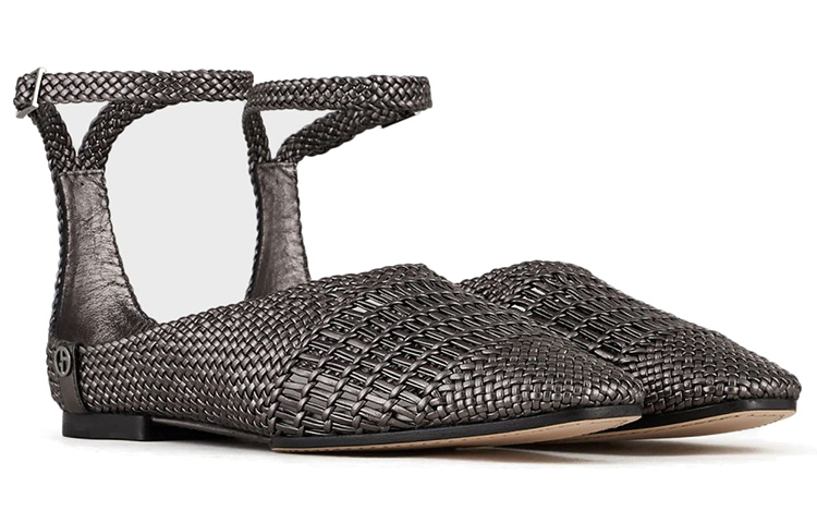 (W) Emporio Armani Woven Leather Flat 'Silver' 圖 2