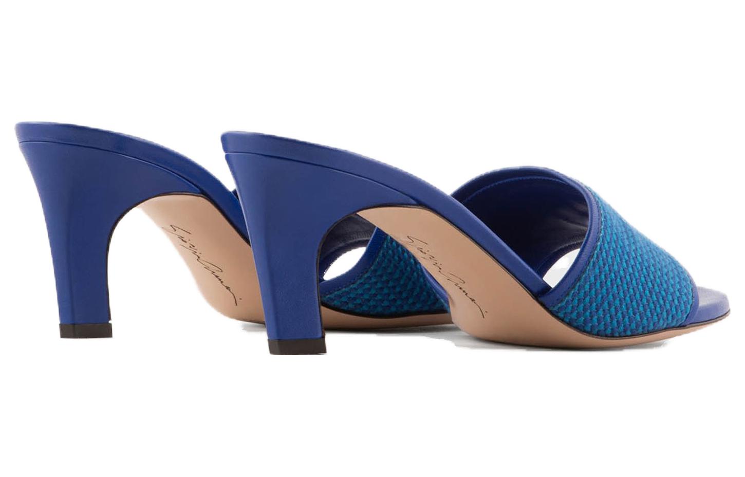 Shop (W) Emporio Armani Tumit Tinggi Tenunan Slip-On 'Biru' X1R017XN8321T125