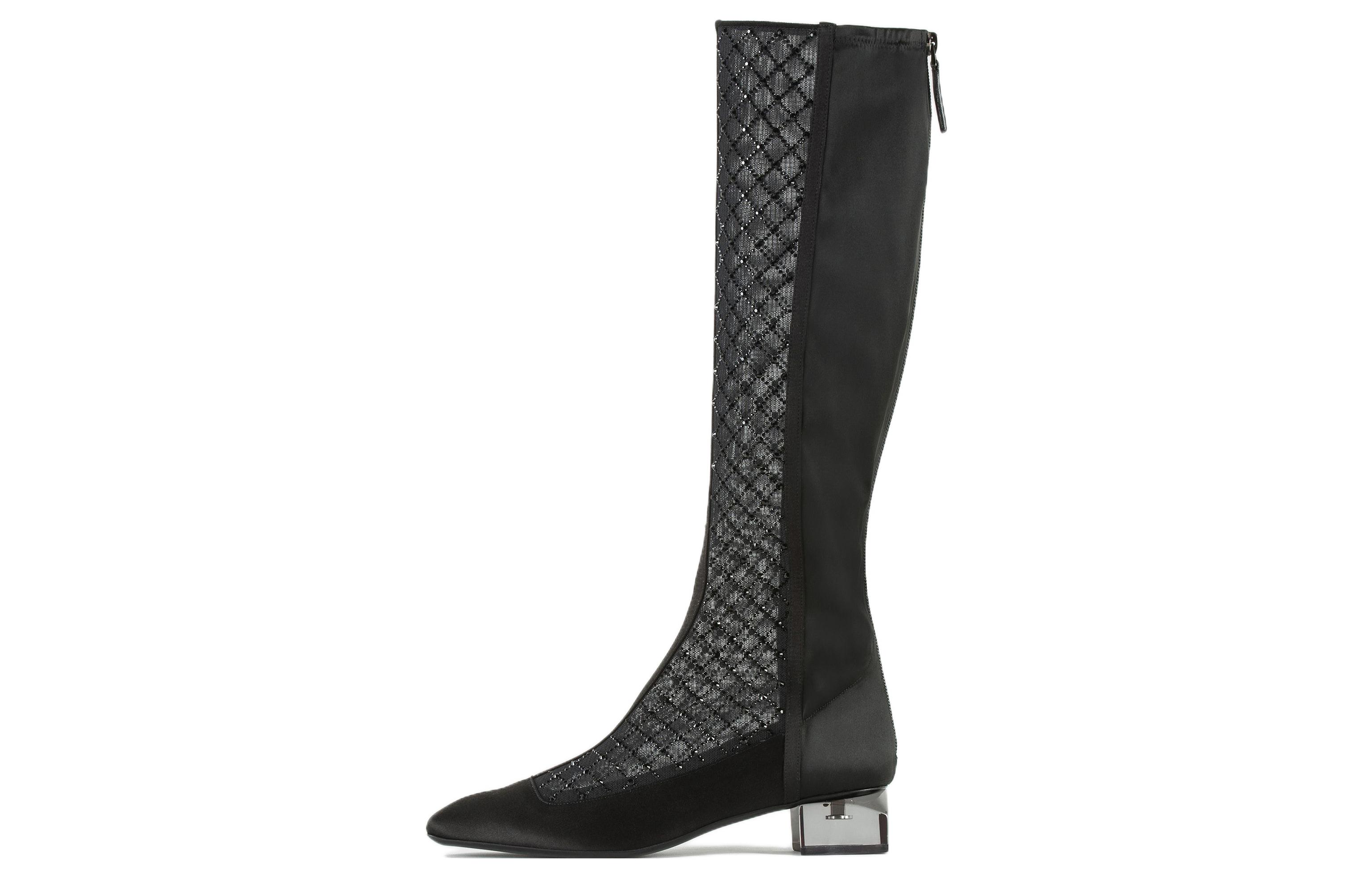 (Women) Emporio Armani Zip Pointed-Toe High-Top Boots 'Black Fashion' X1O231XN3361C293