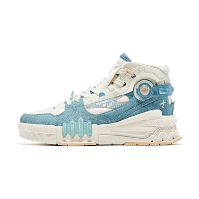 (W) ERKE 伍六七 Hongxing High-Top Sneaker 'White Blue'