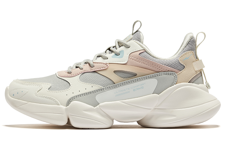 (Women) ERKE Hongxing Low 'Micro Crystal White Cloud Mist Grey' 12122414083-001