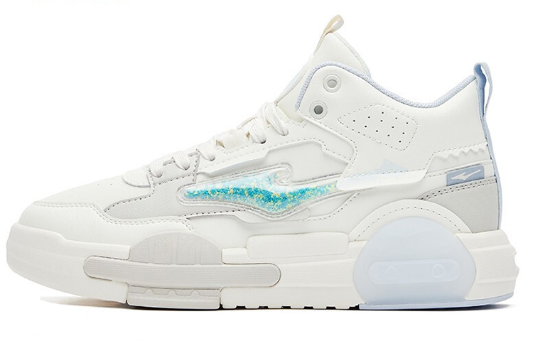 (Women) ERKE Hongxing Mid-Top Skate 'Creamy White & Blue' 52122301415-001