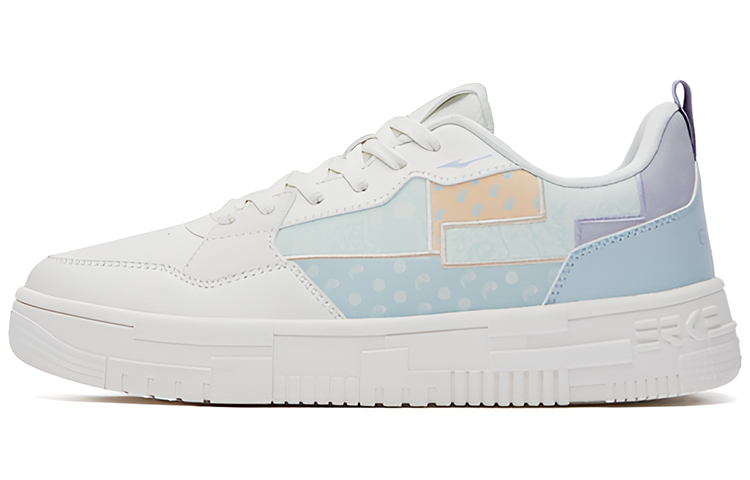 (W) ERKE Hongxing Retro Low-Top Sneakers 'Cashew Flower Light Blue'