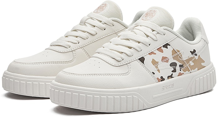 (Women) ERKE Hongxing Skate Low 'Luo Hua White Beige' 52122101206-001 Lookbook (Women) ERKE Hongxing Skate Low 'Luo Hua White Beige' 52122101206-001