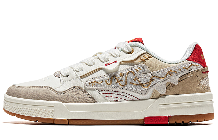 (Women) ERKE Hongxing Skate Shoes Low 'Slide White Red' 12123101254-003