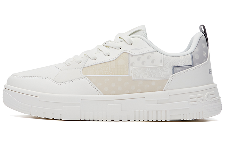 (W) ERKE Xtep Canvas Low 'Cashew Flower White Grey'