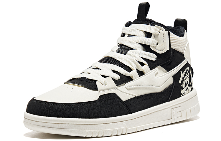 Lookbook 鴻星爾克 無雙大師 休閒 耐磨 高筒 板鞋 女款 橡芽白正黑