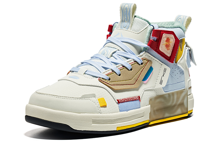 Lookbook (W) ERKE Xtep Q-Bounce Tinggi 'Putih Kelabu Biru' 'Roh Perak' 12122201564-001