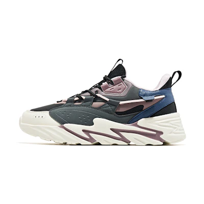 (W) ERKE Xtep Retro Running Low 'Black Grey Ink Blue'