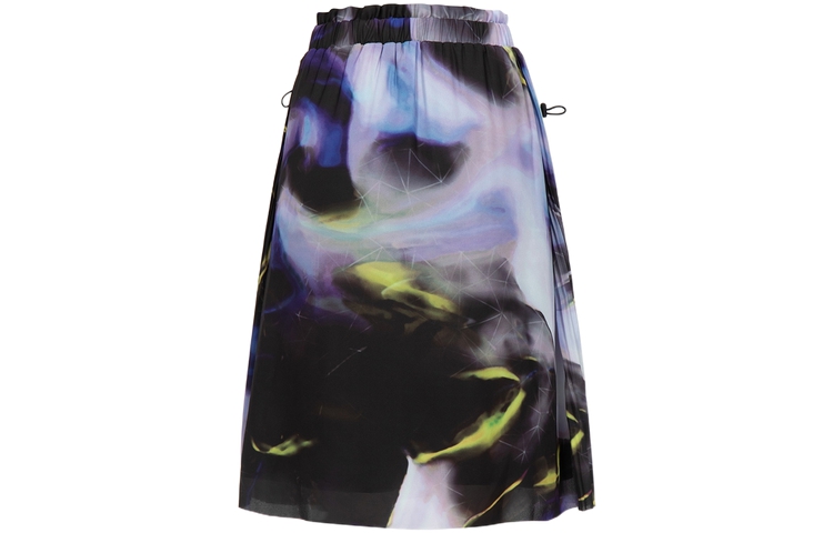 Lookbook (W) EVISU 抽象プリントプリーツカジュアルロングスカート - ブラック. 2ESGNW3KL289RXPL