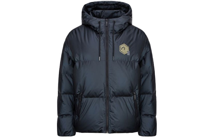 (Women) EVISU  Black Hooded Down Jacket with Jacquard Pattern & Seagull Embroidery. 2EAGNW1NJ240FFPL 圖 3