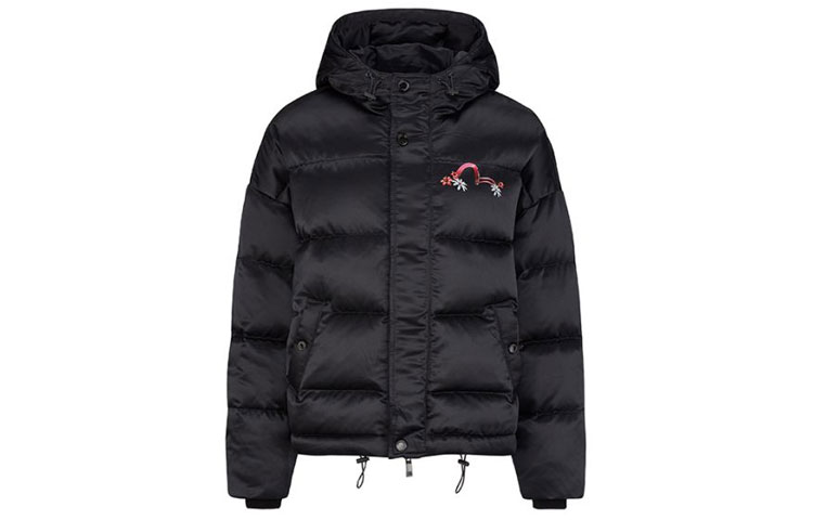 (Women) EVISU  Black Hooded Down Jacket with Seagull Logo Embroidery Winter Style 2EAGNW0NJ793FF 圖 3