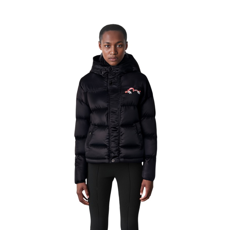 (Women) EVISU  Black Hooded Down Jacket with Seagull Logo Embroidery Winter Style 2EAGNW0NJ793FF 圖 4