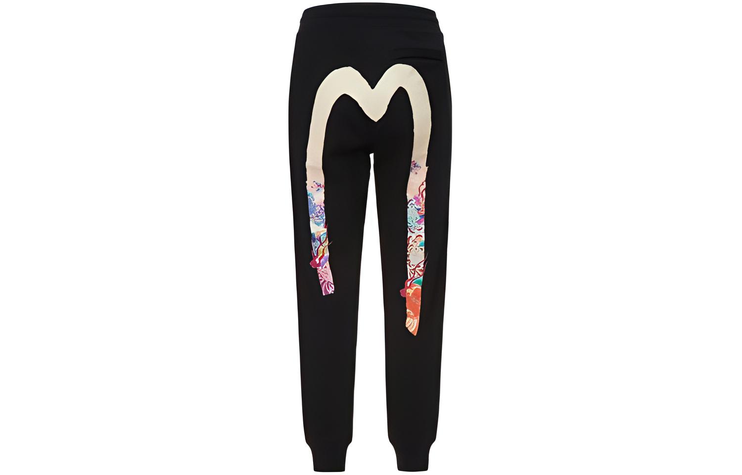 (Women) EVISU  Black Jogger Sweatpants with Big M Kamon Print. 2EAHTW1SP360XXCT