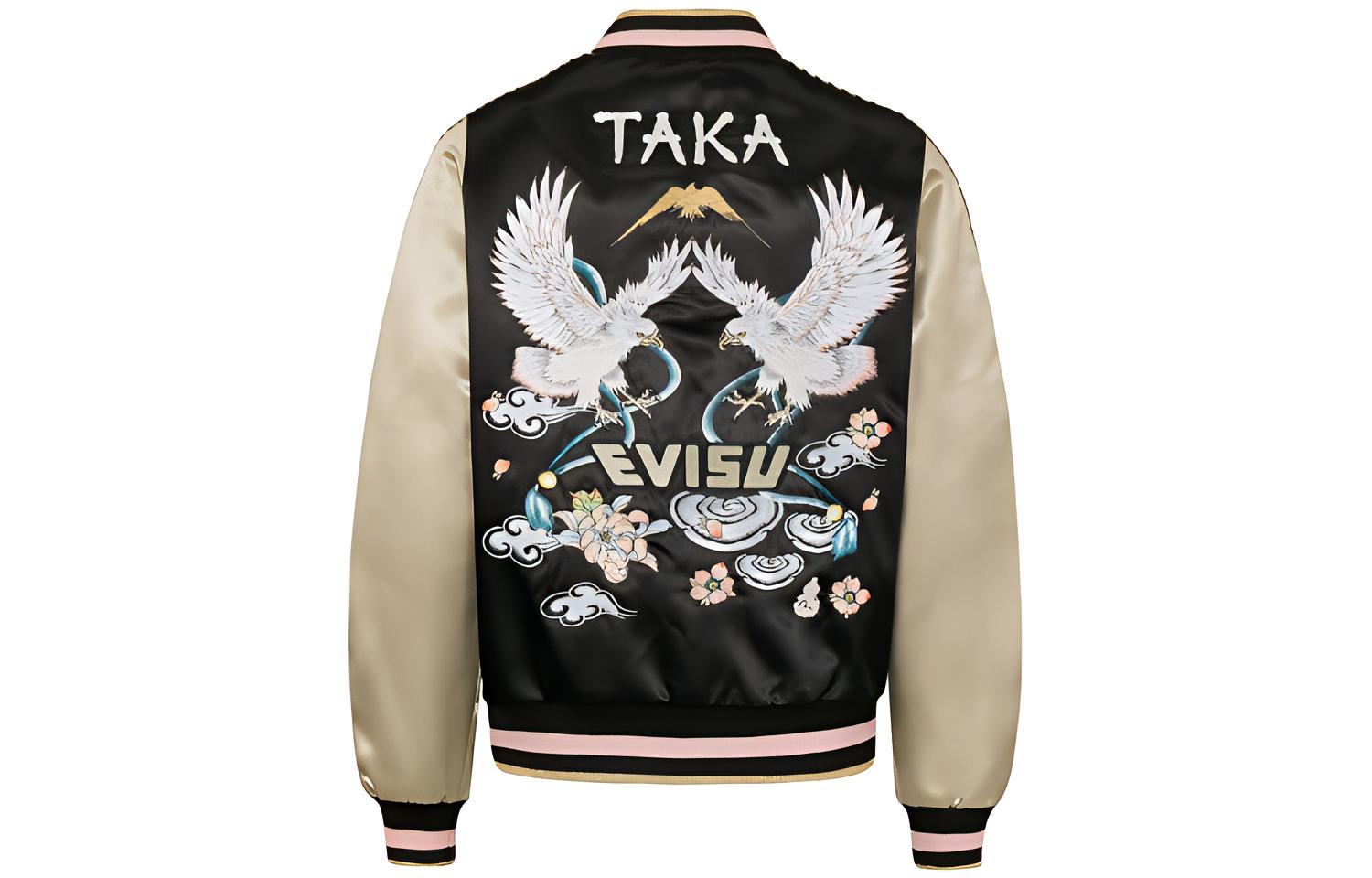 (Women) EVISU  Black Long Sleeve Jacket with Double Seagull Embroidery. 2EAHTW0JK735XX