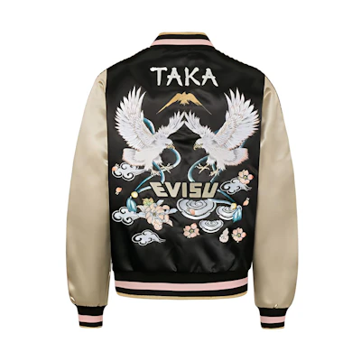(Women) EVISU Black Long Sleeve Jacket with Double Seagull Embroidery. 2EAHTW0JK735XX