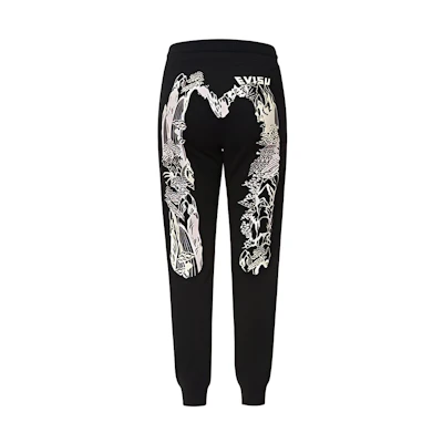 (Women) EVISU Black Sweatpants with Two-Tone Landscape Print and Big M Logo. 2ESHTW1SP428XX