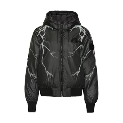 (Women) EVISU Black Winter Hoodie Puffer Jacket with Seagull Print. 1EAGNW8NJ770XX