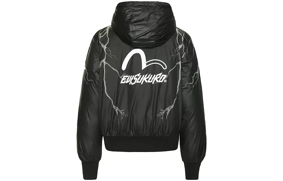 Lookbook (W) EVISU 黑色冬季連帽羽絨外套帶海鷗圖案 1EAGNW8NJ770XX