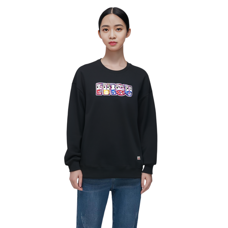 (Women) EVISU  Cartoon Graphic Pullover Sweatshirt - Daruma and Seagull Flower. 2EAHTW1SW372OSFL 圖 7