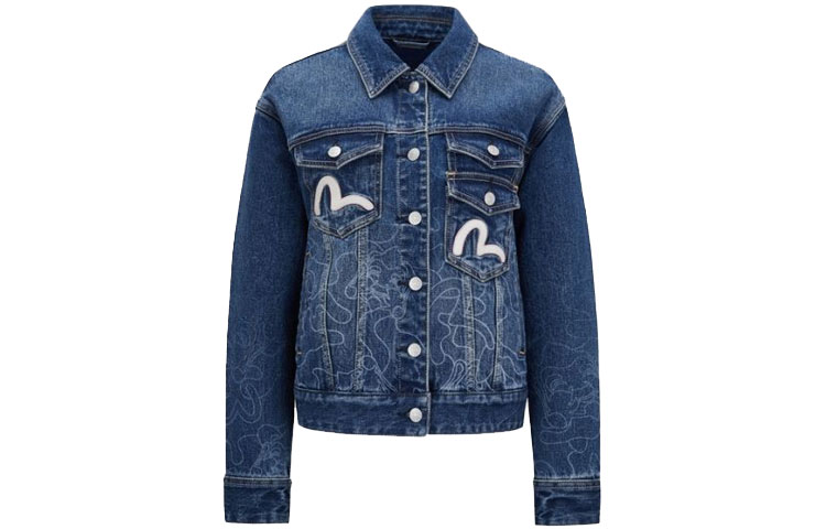 (Women) EVISU  Casual Laser Print Denim Jacket - Blue 2EAHTW1DJ227BZCS 圖 2