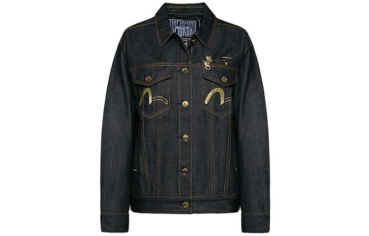 (Women) EVISU  Dark Blue Denim Jacket with Yin-Yang Seagull Embroidery. 1EAGNW9DJ173XX 圖 3
