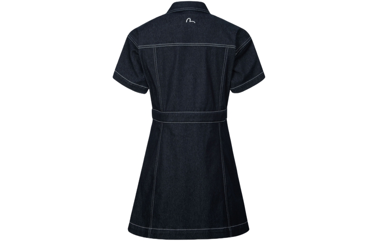 Lookbook (W) Camisa Oversize de Manga Corta EVISU Denim Azul con Gaviota Bordada. 2ESHTW4DR4102LFDP