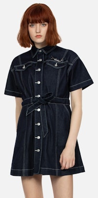 (W) Camisa Oversize de Manga Corta EVISU Denim Azul con Gaviota Bordada. 2ESHTW4DR4102LFDP Shop (W) Camisa Oversize de Manga Corta EVISU Denim Azul con Gaviota Bordada. 2ESHTW4DR4102LFDP