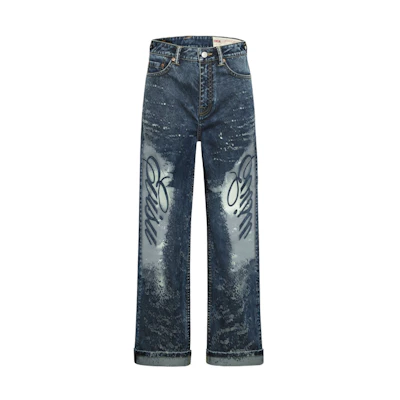 (Women) EVISU Denim Jeans with Seagull Embroidery & Distressed Details FW2024 2EAHTW4JE4101WLDN