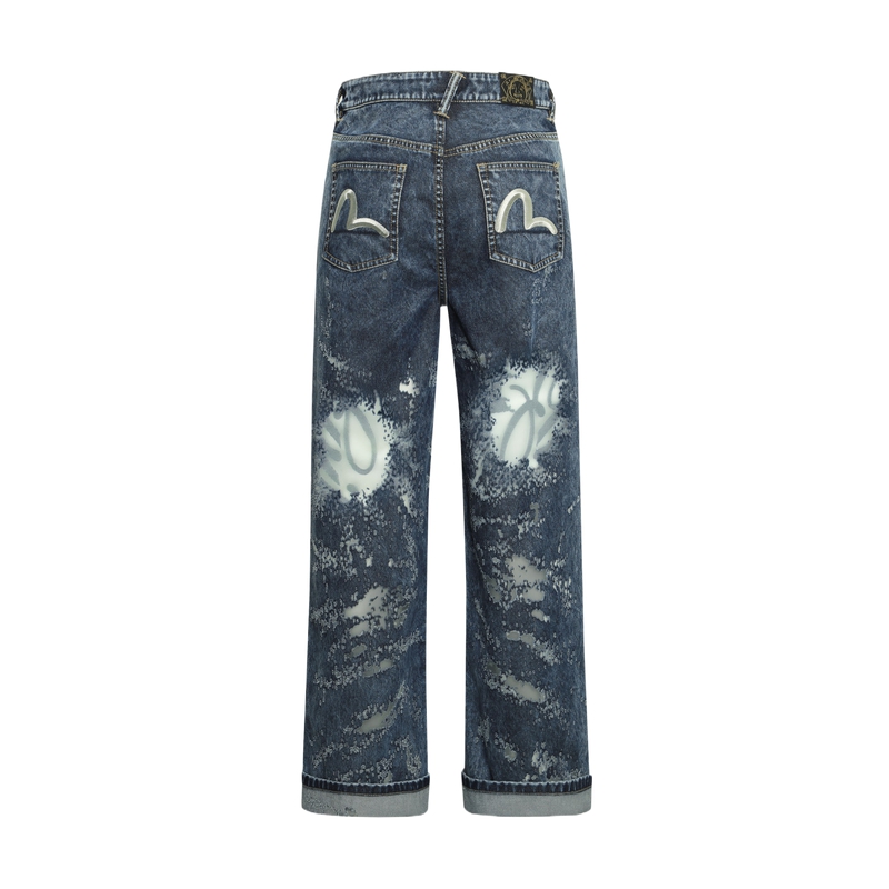 (Women) EVISU  Denim Jeans with Seagull Embroidery & Distressed Details FW2024 2EAHTW4JE4101WLDN 圖 3