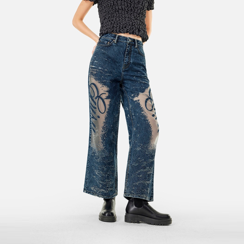 (Women) EVISU  Denim Jeans with Seagull Embroidery & Distressed Details FW2024 2EAHTW4JE4101WLDN 圖 5