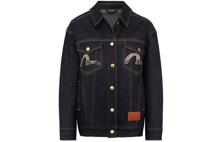 (Women) EVISU  Embroidered Flower Denim Jacket in Blue. 2EAHTW0DJ219FO 圖 3