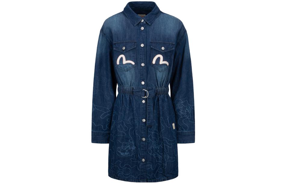 Order (W) EVISU 渐变激光印花牛仔长袖连衣裙 - 牛仔蓝 2EAHTW1DR223FFDN