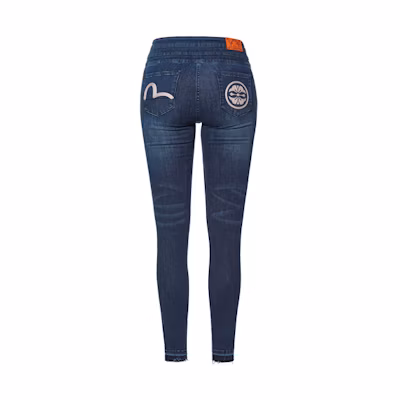 (Women) EVISU High-Waist Slim Fit Embroidered Denim Jeans Blue 2EAHTW0JE186SK