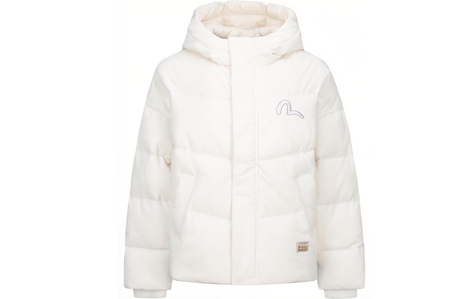 (Women) EVISU  Logo Embroidered Hooded Down Jacket. 2EAHTW1NJ255OSCD