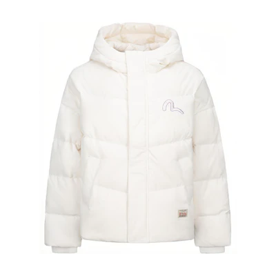 (Women) EVISU Logo Embroidered Hooded Down Jacket. 2EAHTW1NJ255OSCD