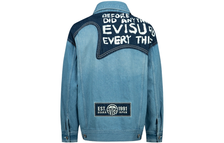 (Women) EVISU  Patchwork Seagull Print Denim Jacket - Denim Blue 2ESHTW3DJ736OSCT
